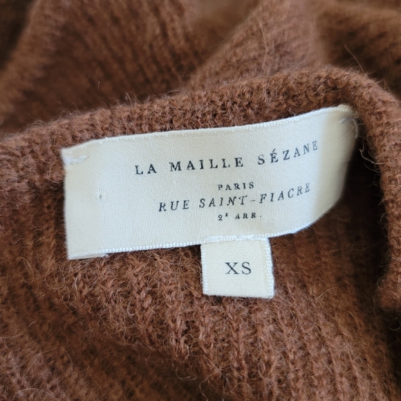 Sezane Barry Kid Mohair Alpaca Cardigan Brown XS V Neck - Picture 9 of 10